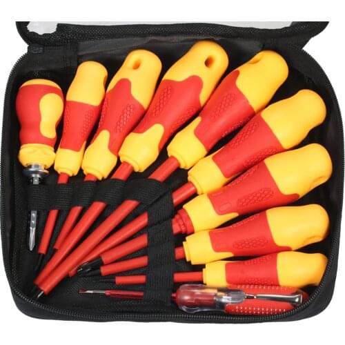 10pcs 1000V Insulated Screwdriver Set with Magnetic Slotted Phillips Bits Soft Grips Electricians Electrical Work Repair Tools