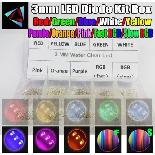 180PCS Eight Colors 10 value 3 mm Round Light LED Assortment Kit Diode Emitting DIY Diodes Kits Set