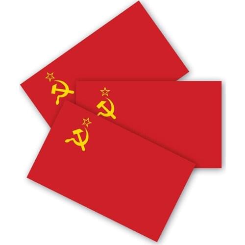 Soviet Union Flag Bumper Stickers 3 Packs Are Made of Durable Waterproof Material, Motorcycle Helmet Trunk Vinyl Stickers