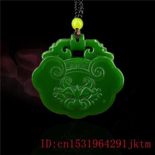 Jade Tiger Pendant Jewelry Chinese Gifts Necklace Carved Natural Jadeite Fashion Amulet Double sided Charm
