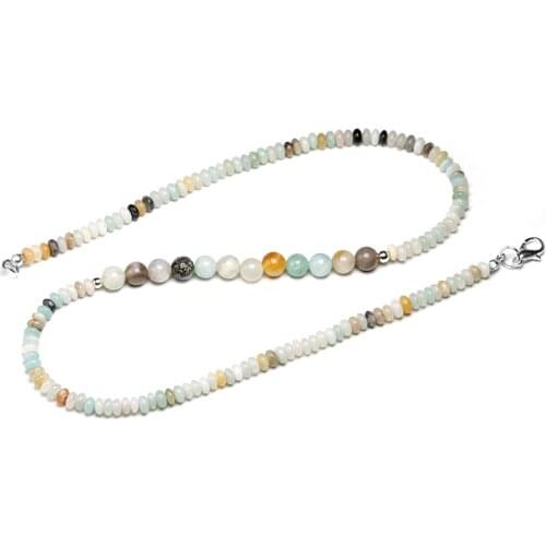 Natural Amazonite Beads Man And Woman Necklace Jewelry New Design Stone Strand Chain Necklace Femme Gift