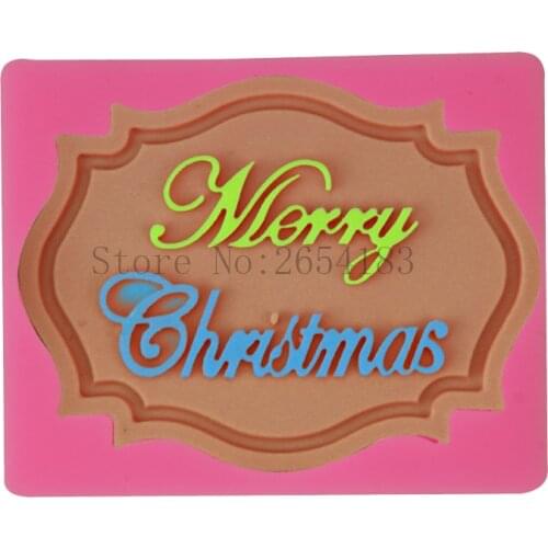 Merry Christmas Chocolate Card shape Silicone Cake Soap Mold Fondant Mold Cupcake Jelly Decoration Baking Tool Moulds FQ3302