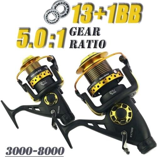 Double Drag Fishing Reel 13+1BB Spinning Reel Wheel Fishing Casting Reel Freshwater Fishing Saltwater Carp Reels