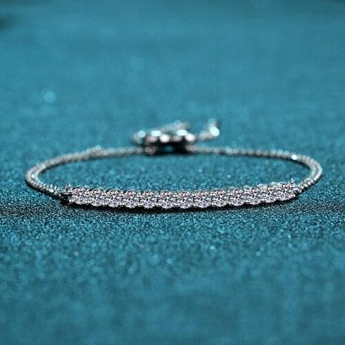 Silver Total 2 Carat Excellent Cut Diamond Test Passed D Color Good Clarity Moissanite Beads Bracelet Chain Silver 925 Jewelry