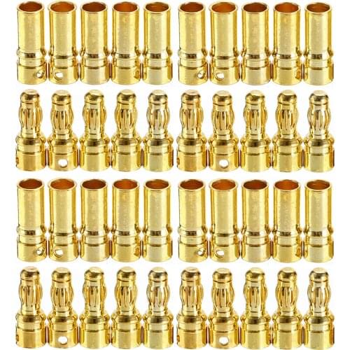20pcs/pack 3.5mm Gold Plated Male Female Bullet Banana Plug Connector For RC Battery ESC Motor Connecter