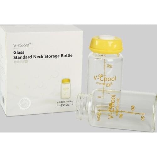 150ml 2pcs/box Glass Milk Storage Bottle Baby Breast Milk Freezer Preservation Bottle Milk Storage Cup Heat-resistant BN081