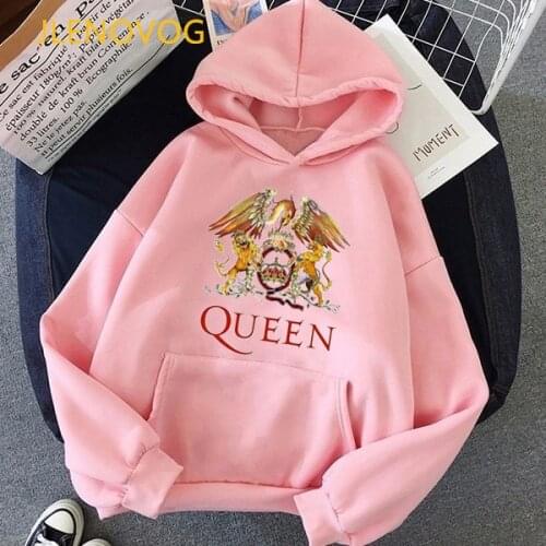 Vogue Freddie Mercury hoodies women oversized pink sweatshirt Queeen band hip hop sudaddera mujer streetwear winter clothes