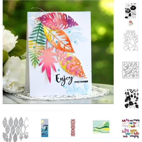 Rippling Rings Border Cover Tree Leaf Mix Cutting Dies Stamps Stencil Scrapbook Diary Decoration Template DIY Greeting Card