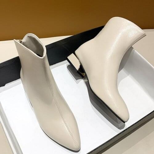 Womens Boots Leather Shoes for 2021 Fashion White Summer Footwear Woman Brands Luxury Black Shoe Boot Female Waterproof Brand