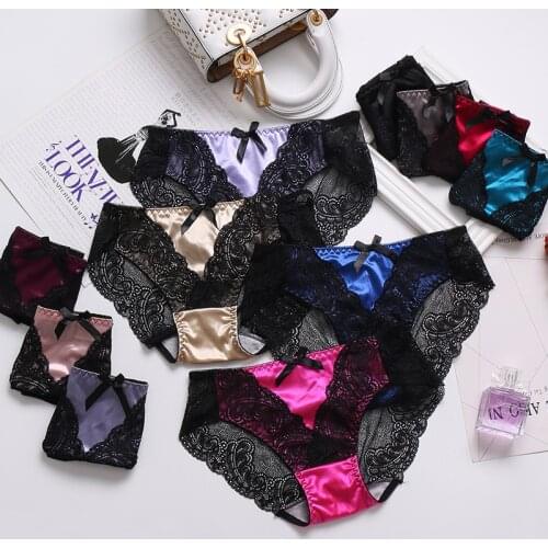 Women Lace Transparent Panties Cotton Underwear Crotch Translucent Triangle Sexy Panty Bottom Hollow Breathable Female