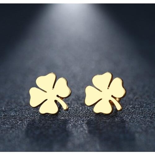 DOTIFI Stainless Steel Stud Earring For Women Man Clover Gold And Silver Color Lovers Engagement Jewelry Drop Shipping