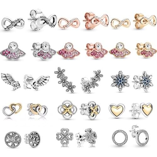 Two-color Love Heart Stud Earrings For Woman Silver Color Gigantic Womens Earrings 2021 Trend Jewelry 31 Styles Special Offer