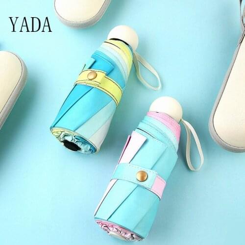 YADA 2021 Ins 5-Folding Gradient Color Umbrella For Women Rainy Mini Pocket Umbrella Anti-UV Small Parasol Umbrellas YS200003