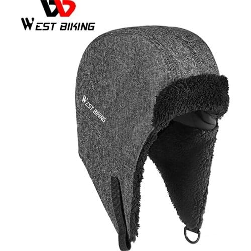 WEST BIKING Winter Sport Hat Warm Thicken Skiing Fishing Hiking Cap Windproof Men Women Hat With Ear Flaps Bike Cycling Caps