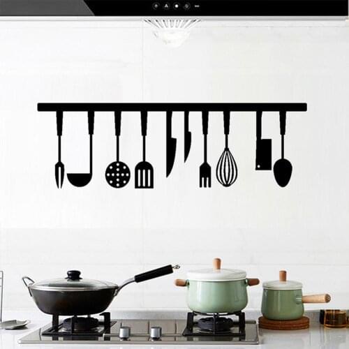 1pc Kitchen Ware Cooking Utensil Eggbeater Fork DIY Wall Sticker Decal Home Decoration Kitchen Bedroom Fashion