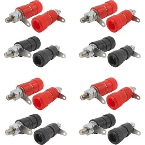 4/10/20Pcs Nickel Plated 4mm Banana Binding Post Nut Banana Plug Jack Connector Banana Socket Terminal Blocks Red & Black