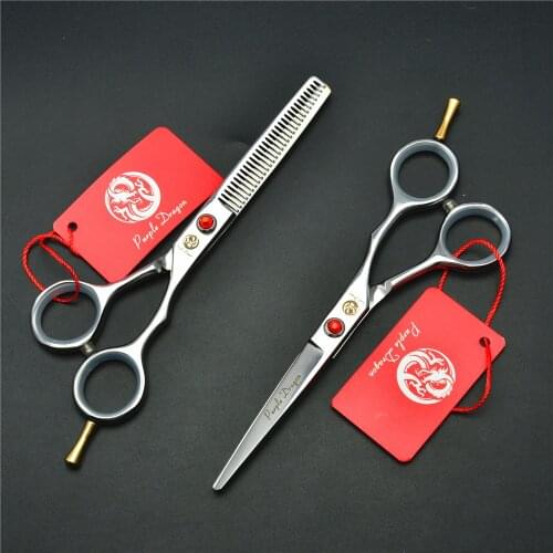 2Pcs 5.5 Inch Japan 440C Silvery Professional Human Hair Scissors Hairdressing Scissors Cutting Shears Thinning Scissors Z1013