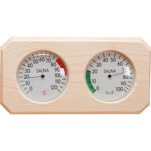 2 in 1 Pine Wooden Sauna Steam Room Thermometer and Hygrometer, Hand-crafted, beautiful appearance