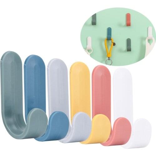 4pcs/set Towel Hooks Adhesive Wall Hangers Towel Mop Keys Hanging Hooks for Kitchen Bathroom