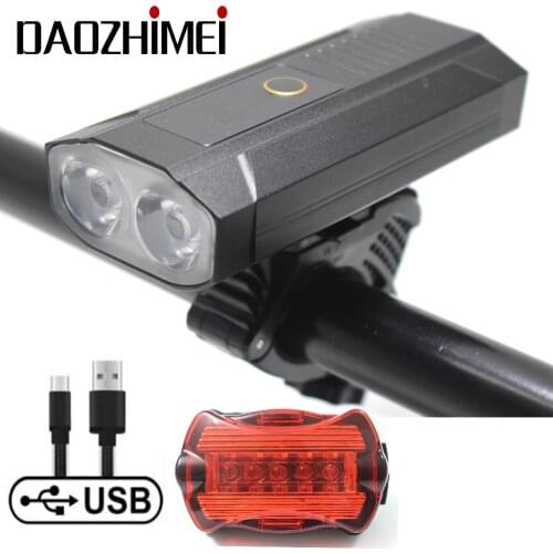5200mAh Bike Light USB Rechargeable 2000 Lumens Bike Headlight 2T6 LED Super Bright Flashlight Front Lights and Back Rear light