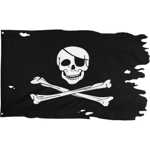 90*150cm Double Broken Skull Headband Crossbones Pirates Flag Jack Rackham Jolly Roger Flag