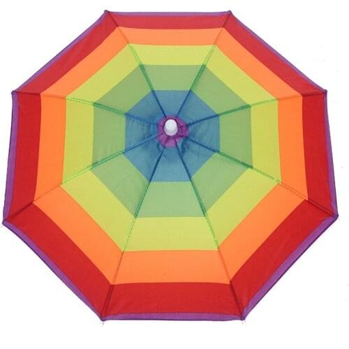 Watermelon color strip polyester cloth hat umbrella 30cm8 open color rainbow umbrella stall source creative hat umbrella spot
