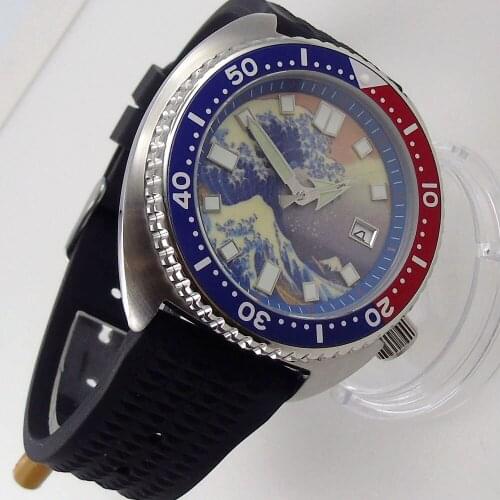 45mm Japan NH35A Sterile Mechanical Automatic Men Top Watches Sapphire Crystal C3 Luminous Rubber Strap Silver Case 5ATM