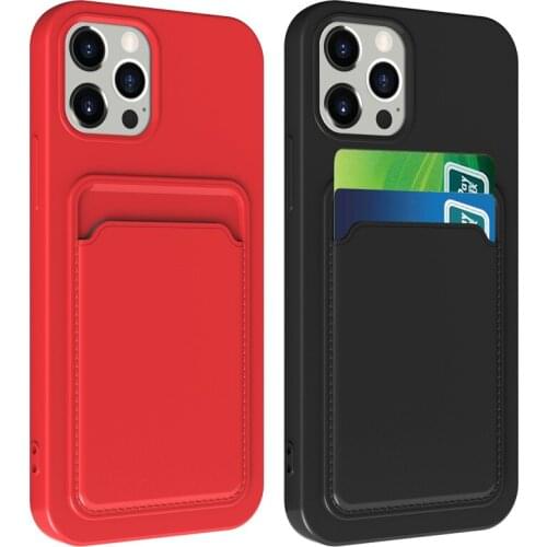 500pcs 2 in 1 Liquid Silicone Rubber Soft TPU Cover Pouch Card Holder Case For iPhone 13 Pro Max 12 Mini 11 XS XR X 8 7 Plus SE