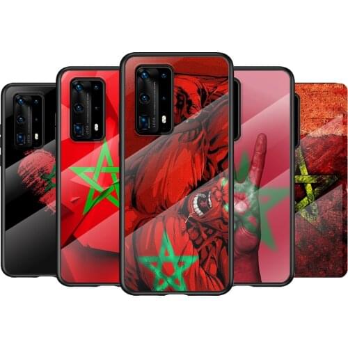 Tempered Glass Cover Morocco Flag Coat Of Arms For Huawei P40 P30 P20 P10 Pro Plus Lite 5G 2019 Phone Case