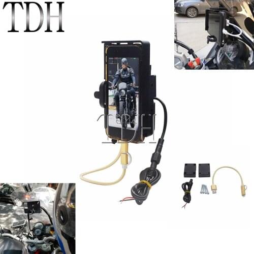 For Honda BMW 700/800 GS R1200GS Motorcycle Phone Holder USB Charger Mobile Cellphone Holder Stand Moto GPS Mount Bracket