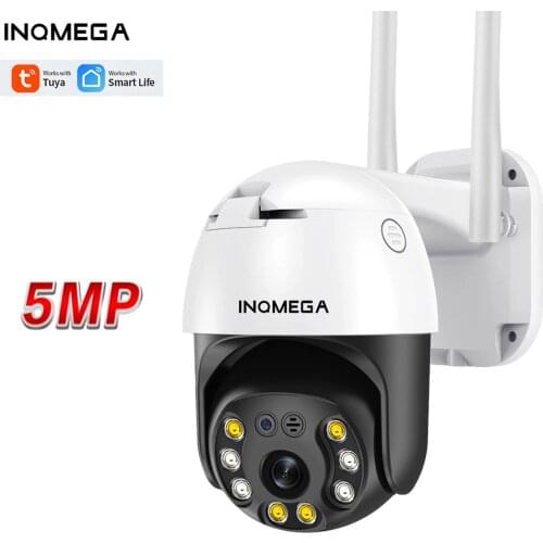INQMEGA 5MP Tuya PTZ Wifi Smart Home IP Camera Full Color Outdoor AI Human Detect Wireless Camera IP66 Waterproof Night Vision