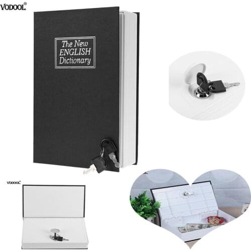 English Dictionary Shape Money Saving Box Safe Book Coin Piggy Bank with Key Cash Coins Saving Boxes Lock-up Storage Box Black