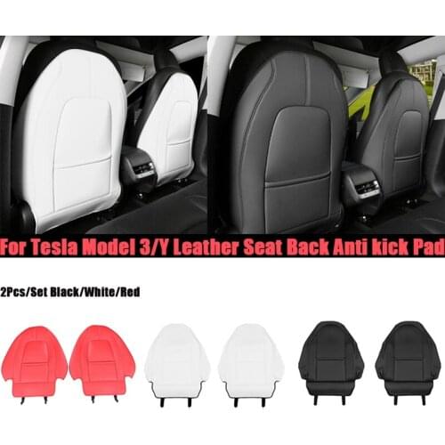 For Tesla Model 3 / Y Leather Car Seat Back Anti-Kick Pad Anti-Dirty Seat Cushion Protector Accessories