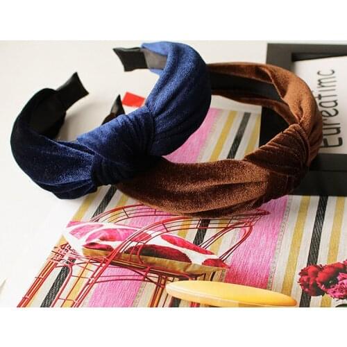 Fashion Solid color headband headband retro knotted gold goose down wild Women hair accessoriesr