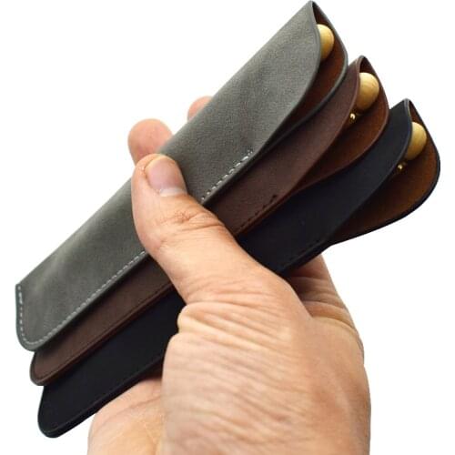 Soft Pencil Case Holder For One Pen PU Leather Writing Materials Holder Soft Stationery Storage Bag Office School Supplies Gift