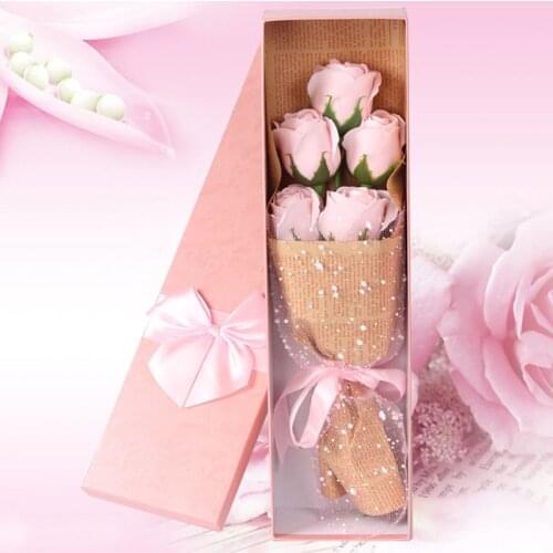 5 pcs/Box Soap Rose Bouquet Gift Box Artificial Rose Soap Flower Valentines Day Mothers Day Birthday Gift Rose Bouquet