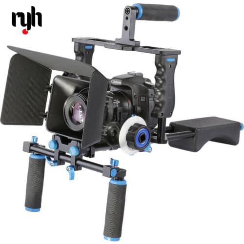 Dual Grip DSLR Camera Shoulder Rig Film Movie Kit System Video Handgrip Support Cage For Canon Nikon Sony Cameras BMCC Panasonic