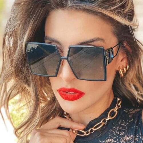 Trend Vintage Oversize Square Sunglasses Women Luxury Brand Big Frame Ladie Sun Glasses Black Fashion Gradient Glasses Female UV