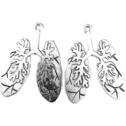 10pcs Lungs charms pendant 39x30mm antique silver ornament accessories jewelry making DIY base material