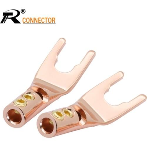 4pcs Gold-plated Copper Banana Plugs U/Y Type High quality Banana Connector Speaker Wire Connector With double Screw locks