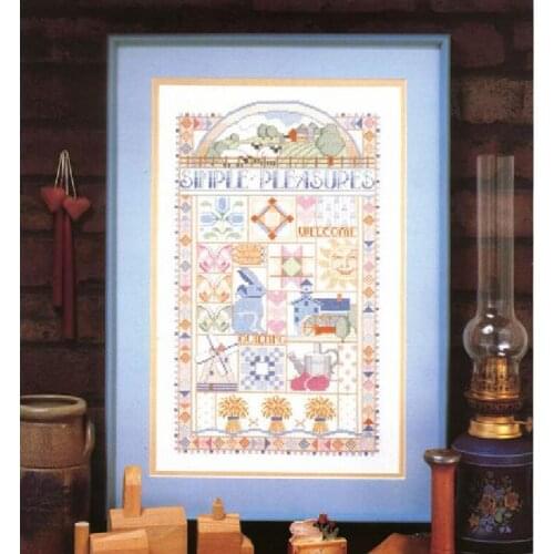Simple Pleasures cross stitch package word letters 18ct 14ct 11ct cloth cotton thread embroidery DIY handmade needlework