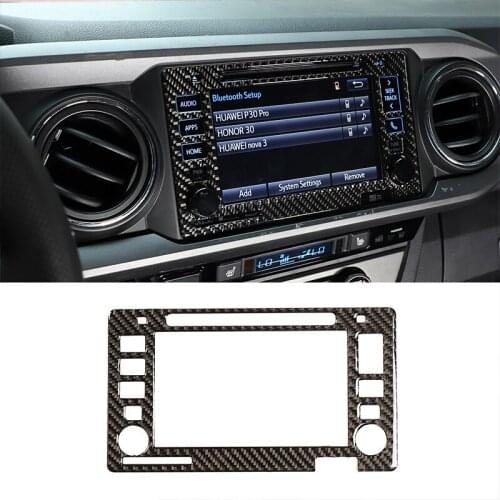 For Toytota Tacoma 16-21 Real Sof Carbon Fiber Car GPS Navigation Screen Panel Frame Sticker 1PCS Protective Luxury Accessories