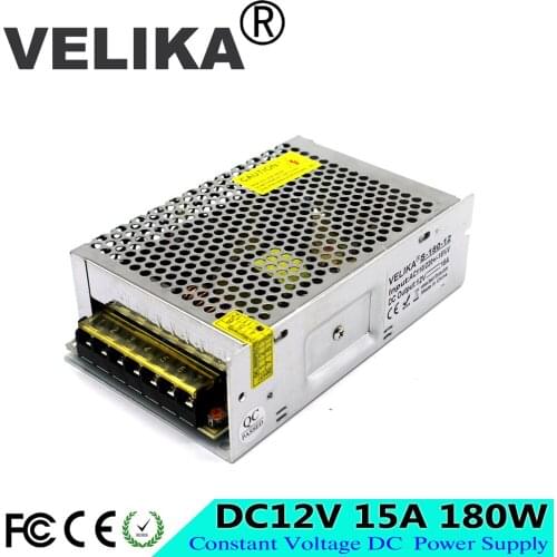 Regulated Power Source Switch 180W 15A DC12V Power Supply Transformer 110-220V AC to DC 12V SMPS For CNC CCTV 3D Printer Light