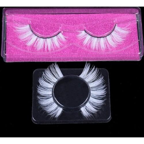 3D Newest Snow White Colored Eyelashes Cruelty Free Vegan Faux Mink Colorful Eye lashes Soft Fluffy for Cosplay Makeup Party