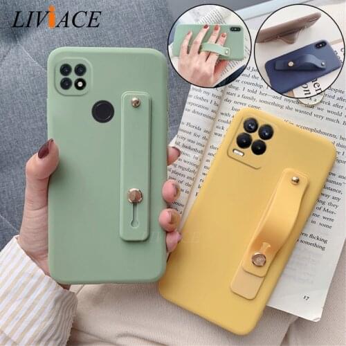 Wristband Hand Band Silicone Case For Oppo Realme 8 Pro C21 7 5g Realme8 Realme7 4g Phone Stand Soft Back Cover