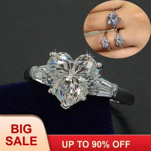 Victoria Wieck Heart love Fashion Jewelry 3ct AAAAA zircon cz wedding band rings for women Silver color Female Ring