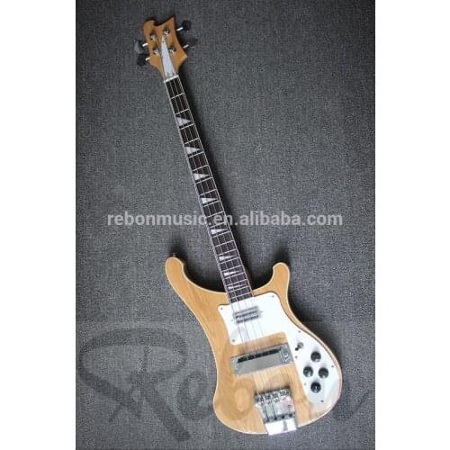 Weifang Rebon 4 string ricken neck through body electric bass guitar in wood colour