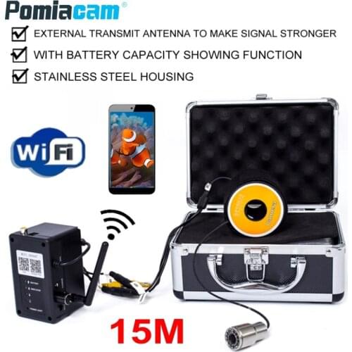 WF13WSL 2.4G Wireless Wifi Underwater Fishing Camera 12pcs LED 15M Fish Finder System with Video Recording For IOS Android APP