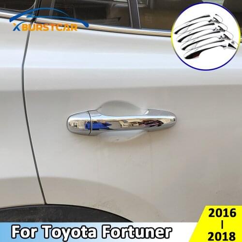Xburstcar Car Door Handle Cover for Toyota Fortuner 2016 - 2018 Car Door Handles Protector Covers Sticker ABS Chrome Accessories