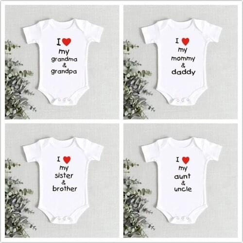 I Love My Grandma Grandpa Mommy Daddy Newborn Baby Romper Funny Infant Boys Girls Soft Short Sleeve Casual Jumpsuit